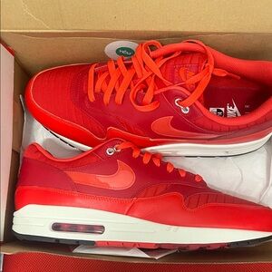 Nike Men's Vivid Red Air Max 1 Sneakers sz14